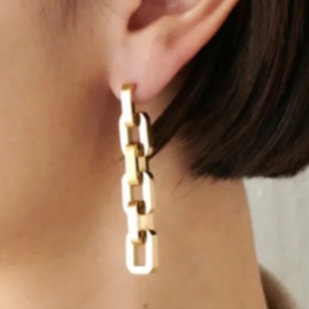 EDDIE BORGO Supra Chain Chunky Link 12K Gold Vermeil Earrings With Dust Bag - Picture 4 of 8